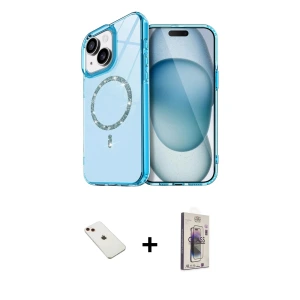 ieg™ iPhone 14 Kılıf Kıvılcım Form Prime - Siyah Bilvis 3D Cam Ekran Koruyucu + Diamond Kamera Lens - KI