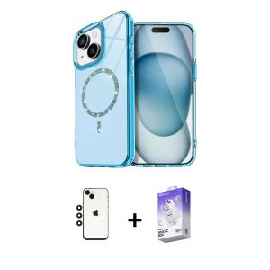 ieg™ iPhone 14 Kılıf Kıvılcım Form Prime - Siyah Bilvis 5in1 3D Magic Cam Ekran Koruyucu + Shine Kamera Lens - YL