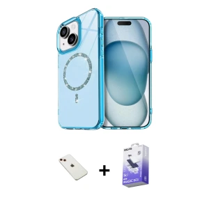 ieg™ iPhone 14 Kılıf Kıvılcım Form Prime - Siyah Bilvis 5in1 5D Magic Hayalet Cam Ekran Koruyucu + Diamond Kamera Lens - KI