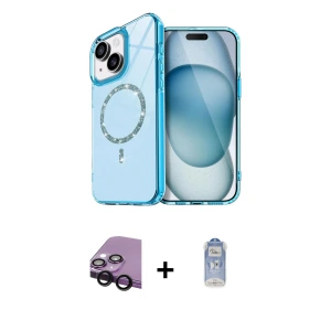 ieg™ iPhone 14 Kılıf Kıvılcım Form Prime - Siyah Joko Magic 5D Cam + Raze Metal Kamera Lens - SH