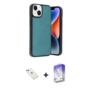 ieg™ iPhone 14 Kılıf Kıvılcım Işık Serisi - Siyah Bilvis 5in1 3D Magic Cam Ekran Koruyucu + Diamond Kamera Lens - KI