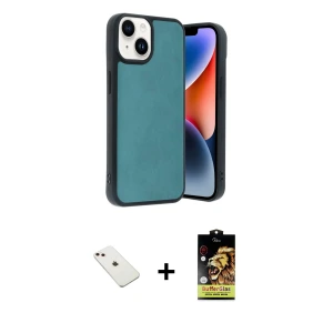 ieg™ iPhone 14 Kılıf Kıvılcım Işık Serisi - Siyah Buffer Cam Ekran Koruyucu + Diamond Kamera Lens - PE