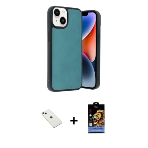 ieg™ iPhone 14 Kılıf Kıvılcım Işık Serisi - Siyah Buffer Hayalet Cam Ekran Koruyucu + Diamond Kamera Lens - YL