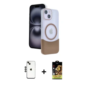 ieg™ iPhone 14 Kılıf Kozmos Form Özel Seri - Siyah Buffer Cam Ekran Koruyucu + Shine Kamera Lens - SH