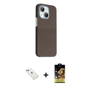 ieg™ iPhone 14 Kılıf Kozmos Klasik Prime - Siyah Buffer Cam Ekran Koruyucu + Diamond Kamera Lens - YL