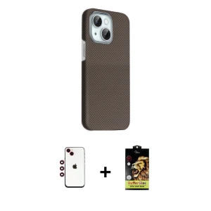 ieg™ iPhone 14 Kılıf Kozmos Klasik Prime - Siyah Buffer Cam Ekran Koruyucu + Shine Kamera Lens - KI