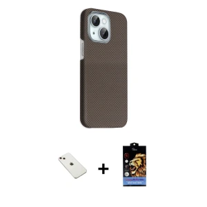 ieg™ iPhone 14 Kılıf Kozmos Klasik Prime - Siyah Buffer Hayalet Cam Ekran Koruyucu + Diamond Kamera Lens - PE
