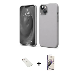 ieg™ iPhone 14 Kılıf Kozmos Yansıma Özel Seri - Siyah Bilvis 3D Mat Cam Ekran Koruyucu + Diamond Kamera Lens - KI