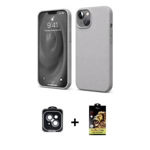 ieg™ iPhone 14 Kılıf Kozmos Yansıma Özel Seri - Siyah Buffer Cam Ekran Koruyucu + PVD Metal Kamera Lens - SH