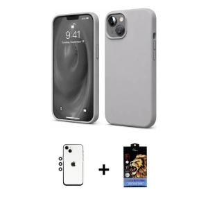 ieg™ iPhone 14 Kılıf Kozmos Yansıma Özel Seri - Siyah Buffer Hayalet Cam Ekran Koruyucu + Shine Kamera Lens - GS