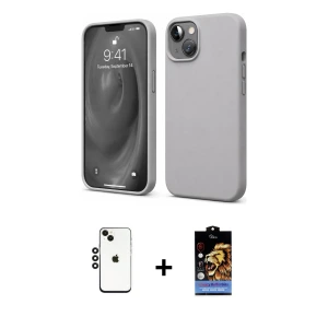 ieg™ iPhone 14 Kılıf Kozmos Yansıma Özel Seri - Siyah Buffer Hayalet Cam Ekran Koruyucu + Shine Kamera Lens - SH
