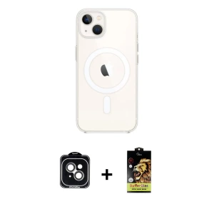 ieg™ iPhone 14 Kılıf Kutup Klasik Serisi - Siyah Buffer Cam Ekran Koruyucu + PVD Metal Kamera Lens - YL