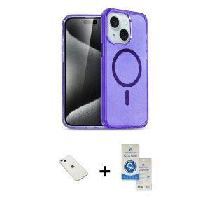 ieg™ iPhone 14 Kılıf Nova Asil Prime - Şeffaf Royal Nano Ekran Koruyucu + Diamond Kamera Lens - SABE