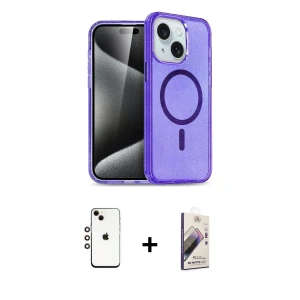 ieg™ iPhone 14 Kılıf Nova Asil Prime - Siyah Bilvis 3D Mat Cam Ekran Koruyucu + Shine Kamera Lens - GI