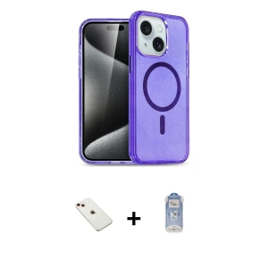 ieg™ iPhone 14 Kılıf Nova Asil Prime - Siyah Joko Magic 5D Cam + Diamond Kamera Lens - KI