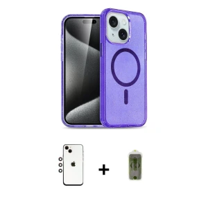 ieg™ iPhone 14 Kılıf Nova Asil Prime - Siyah Joko Magic 5D Hayalet Cam + Shine Kamera Lens - GI