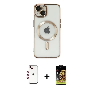 ieg™ iPhone 14 Kılıf Nova Işık Özel Seri - Siyah Buffer Cam Ekran Koruyucu + Shine Kamera Lens - KI