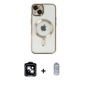 ieg™ iPhone 14 Kılıf Nova Işık Özel Seri - Siyah Joko Magic 5D Cam + PVD Metal Kamera Lens - GS
