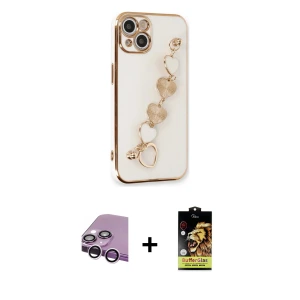 ieg™ iPhone 14 Kılıf Nova Işık Prime - Siyah Buffer Cam Ekran Koruyucu + Raze Metal Kamera Lens - MR