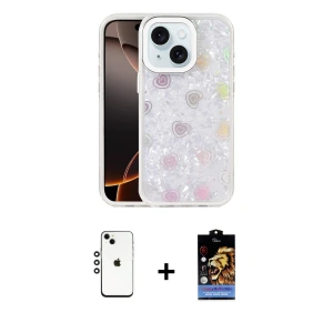 ieg™ iPhone 14 Kılıf Odak Prime - Siyah Buffer Hayalet Cam Ekran Koruyucu + Shine Kamera Lens - GS