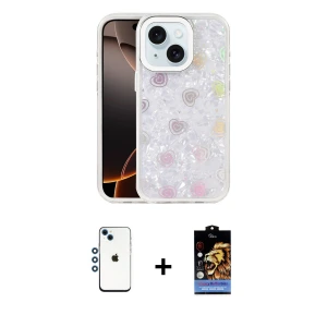 ieg™ iPhone 14 Kılıf Odak Prime - Siyah Buffer Hayalet Cam Ekran Koruyucu + Shine Kamera Lens - MI