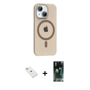ieg™ iPhone 14 Kılıf Pusula Form Özel Seri - Şeffaf 360 Full Body Arka Koruyucu + Diamond Kamera Lens - SABE
