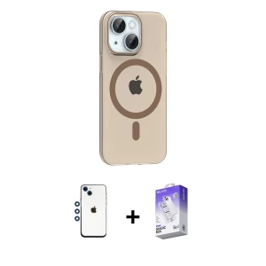 ieg™ iPhone 14 Kılıf Pusula Form Özel Seri - Siyah Bilvis 5in1 3D Magic Cam Ekran Koruyucu + Shine Kamera Lens - MI
