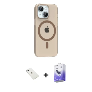 ieg™ iPhone 14 Kılıf Pusula Form Özel Seri - Siyah Bilvis 5in1 5D Magic Hayalet Cam Ekran Koruyucu + Diamond Kamera Lens - SABE