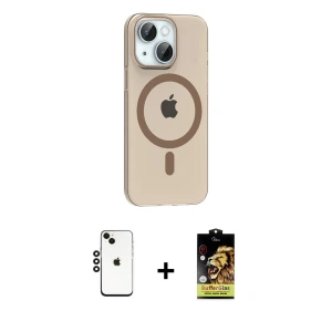 ieg™ iPhone 14 Kılıf Pusula Form Özel Seri - Siyah Buffer Cam Ekran Koruyucu + Shine Kamera Lens - SH