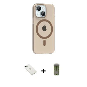 ieg™ iPhone 14 Kılıf Pusula Form Özel Seri - Siyah Joko Magic 5D Hayalet Cam + Diamond Kamera Lens - YL