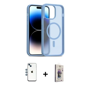 ieg™ iPhone 14 Kılıf Siluet Minimal Prime - Siyah Bilvis 3D Cam Ekran Koruyucu + Shine Kamera Lens - MI