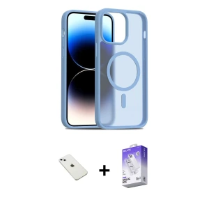 ieg™ iPhone 14 Kılıf Siluet Minimal Prime - Siyah Bilvis 5in1 3D Magic Cam Ekran Koruyucu + Diamond Kamera Lens - SABE