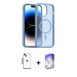 ieg™ iPhone 14 Kılıf Siluet Minimal Prime - Siyah Bilvis 5in1 3D Magic Cam Ekran Koruyucu + Shine Kamera Lens - GI