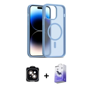 ieg™ iPhone 14 Kılıf Siluet Minimal Prime - Siyah Bilvis 5in1 5D Magic Hayalet Cam Ekran Koruyucu + PVD Metal Kamera Lens - TU
