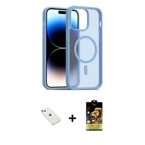 ieg™ iPhone 14 Kılıf Siluet Minimal Prime - Siyah Buffer Cam Ekran Koruyucu + Diamond Kamera Lens - PE