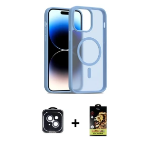 ieg™ iPhone 14 Kılıf Siluet Minimal Prime - Siyah Buffer Cam Ekran Koruyucu + PVD Metal Kamera Lens - SH