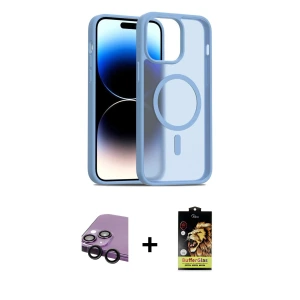ieg™ iPhone 14 Kılıf Siluet Minimal Prime - Siyah Buffer Cam Ekran Koruyucu + Raze Metal Kamera Lens - SH