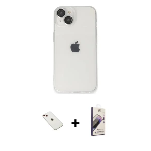 ieg™ iPhone 14 Kılıf Ufuk Minimal Özel Seri - Siyah Bilvis 3D Mat Cam Ekran Koruyucu + Diamond Kamera Lens - KI