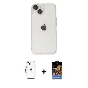 ieg™ iPhone 14 Kılıf Ufuk Minimal Özel Seri - Siyah Buffer Hayalet Cam Ekran Koruyucu + Shine Kamera Lens - MI