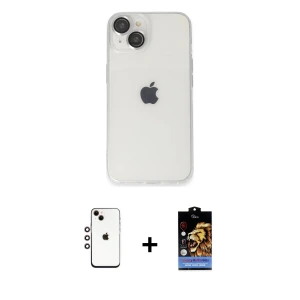 ieg™ iPhone 14 Kılıf Ufuk Minimal Özel Seri - Siyah Buffer Hayalet Cam Ekran Koruyucu + Shine Kamera Lens - GI