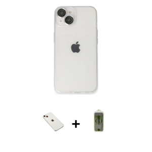 ieg™ iPhone 14 Kılıf Ufuk Minimal Özel Seri - Siyah Joko Magic 5D Hayalet Cam + Diamond Kamera Lens - KI