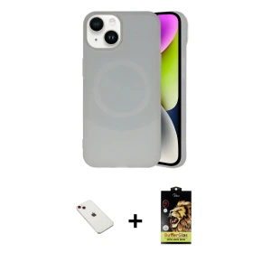 ieg™ iPhone 14 Kılıf Ufuk Serisi - Siyah Buffer Cam Ekran Koruyucu + Diamond Kamera Lens - KI