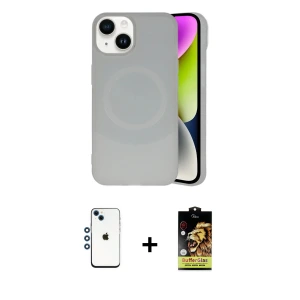 ieg™ iPhone 14 Kılıf Ufuk Serisi - Siyah Buffer Cam Ekran Koruyucu + Shine Kamera Lens - MI