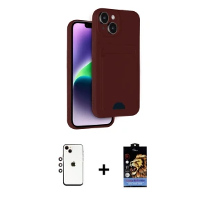 ieg™ iPhone 14 Kılıf Vadi Çizgi Prime - Siyah Buffer Hayalet Cam Ekran Koruyucu + Shine Kamera Lens - GI