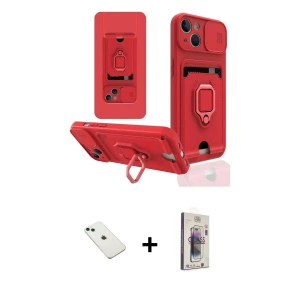 ieg™ iPhone 14 Kılıf Vadi Form Prime - Siyah Bilvis 3D Cam Ekran Koruyucu + Diamond Kamera Lens - YL