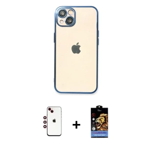 ieg™ iPhone 14 Kılıf Vadi Minimal - Siyah Buffer Hayalet Cam Ekran Koruyucu + Shine Kamera Lens - KI
