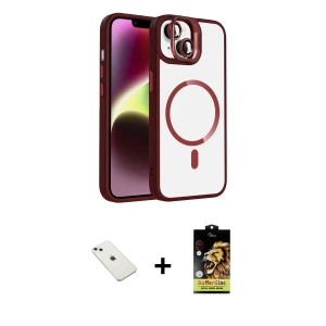 ieg™ iPhone 14 Kılıf Yadigar Asil Koleksiyonu - Siyah Buffer Cam Ekran Koruyucu + Diamond Kamera Lens - SABE
