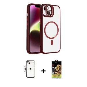 ieg™ iPhone 14 Kılıf Yadigar Asil Koleksiyonu - Siyah Buffer Cam Ekran Koruyucu + Shine Kamera Lens - GI