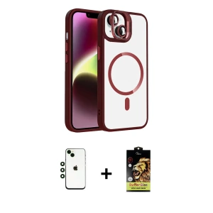 ieg™ iPhone 14 Kılıf Yadigar Asil Koleksiyonu - Siyah Buffer Cam Ekran Koruyucu + Shine Kamera Lens - YL