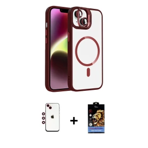 ieg™ iPhone 14 Kılıf Yadigar Asil Koleksiyonu - Siyah Buffer Hayalet Cam Ekran Koruyucu + Shine Kamera Lens - KI